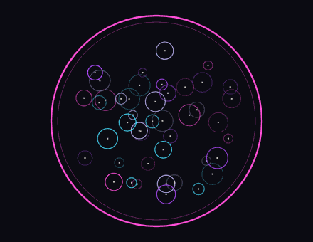One giant bubble holding dozens of tiny multiverse bubbles, glittering like the jewels of Indra's net